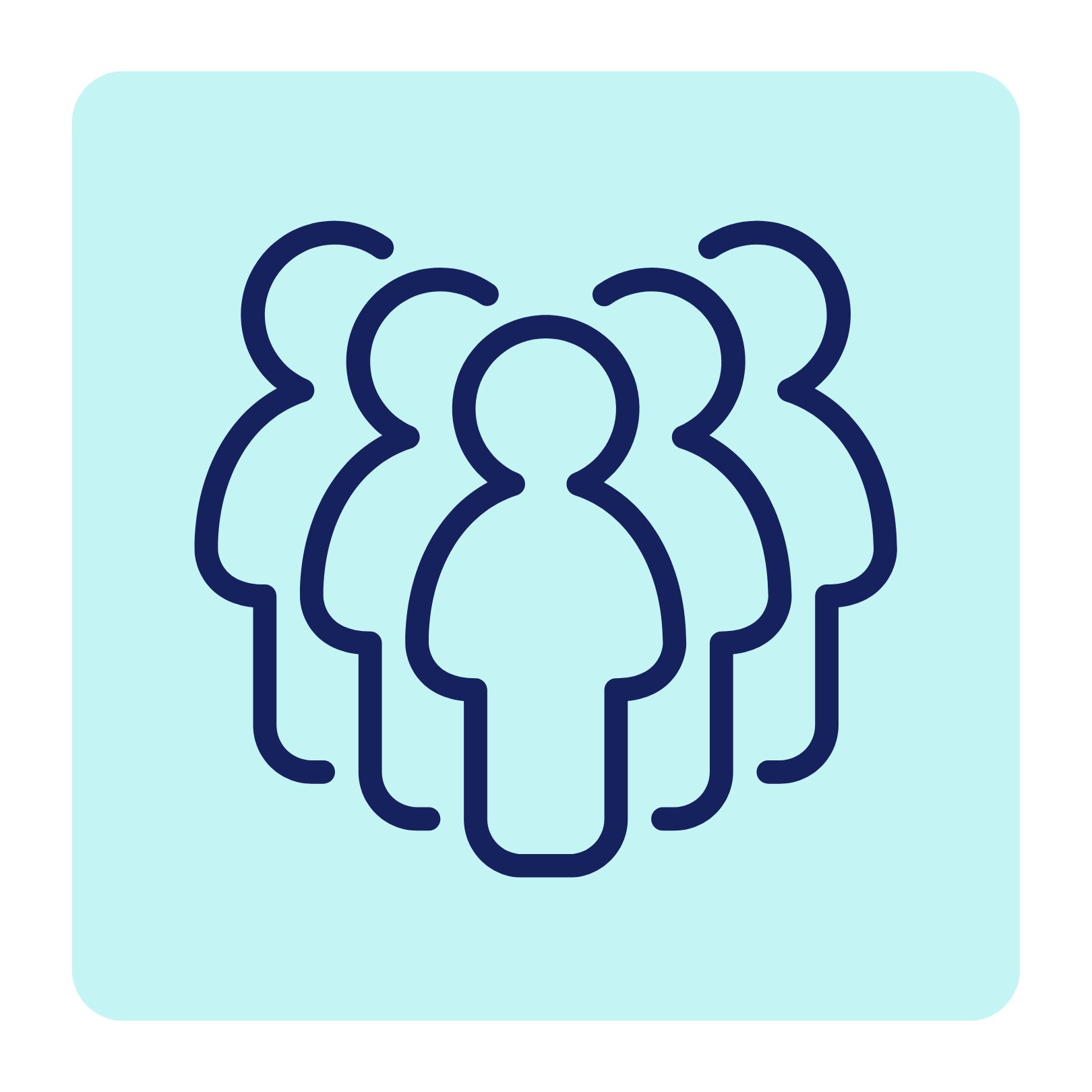 Icon einer Personengruppe von 5 Personen, die V-förmig aufgestellt sind.
